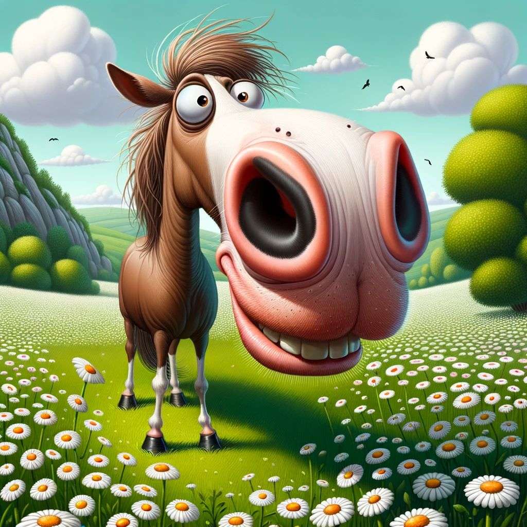 a horse, digital art, caricature